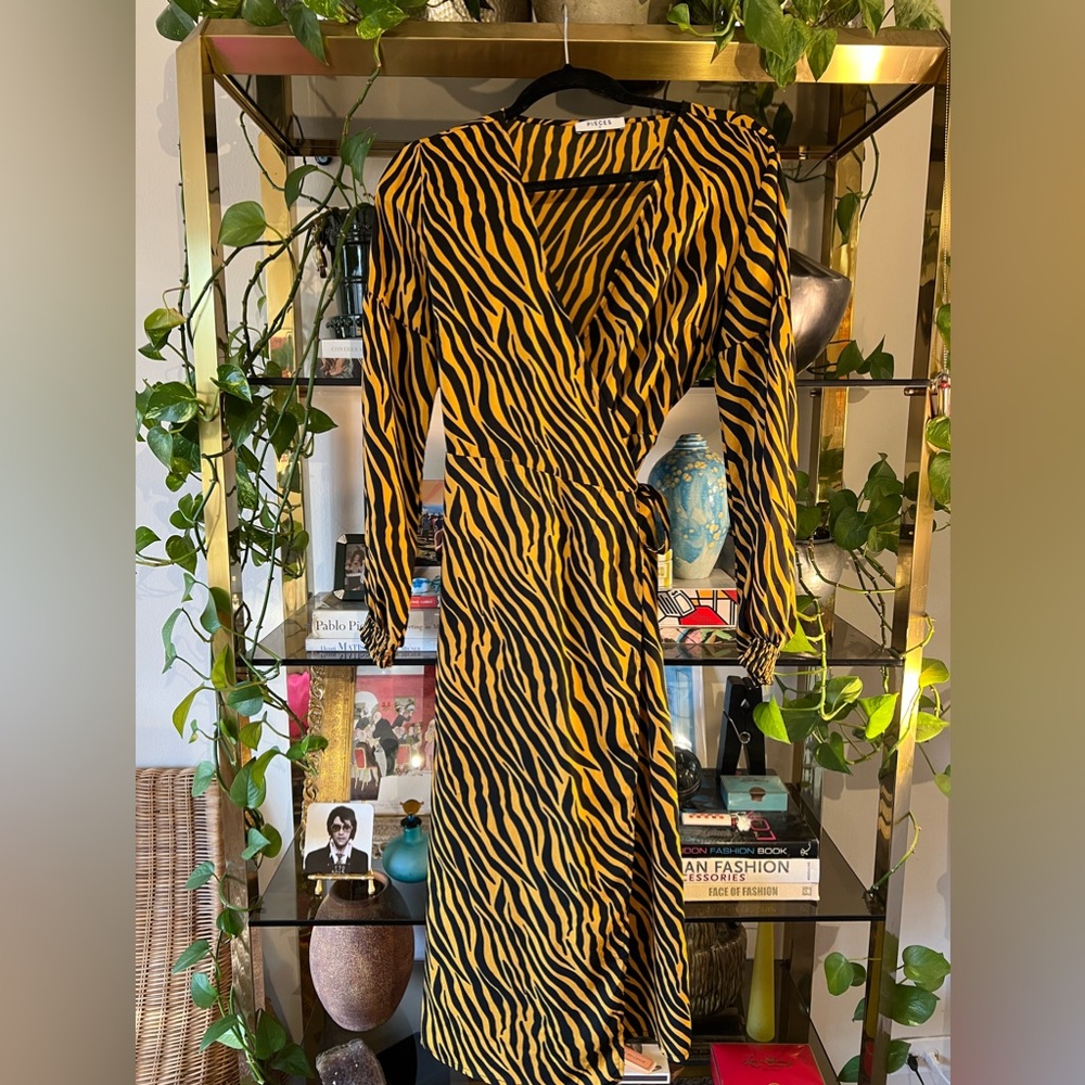 Medium Pieces Brand Animal Print Wrap Midi Dress
